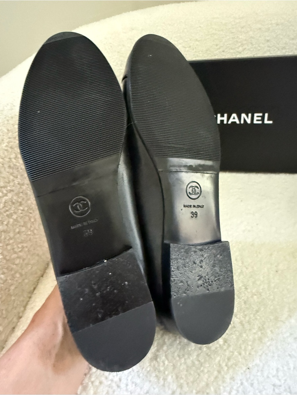 CHANEL Black Leather Ballet Flats - Picture 8 of 8